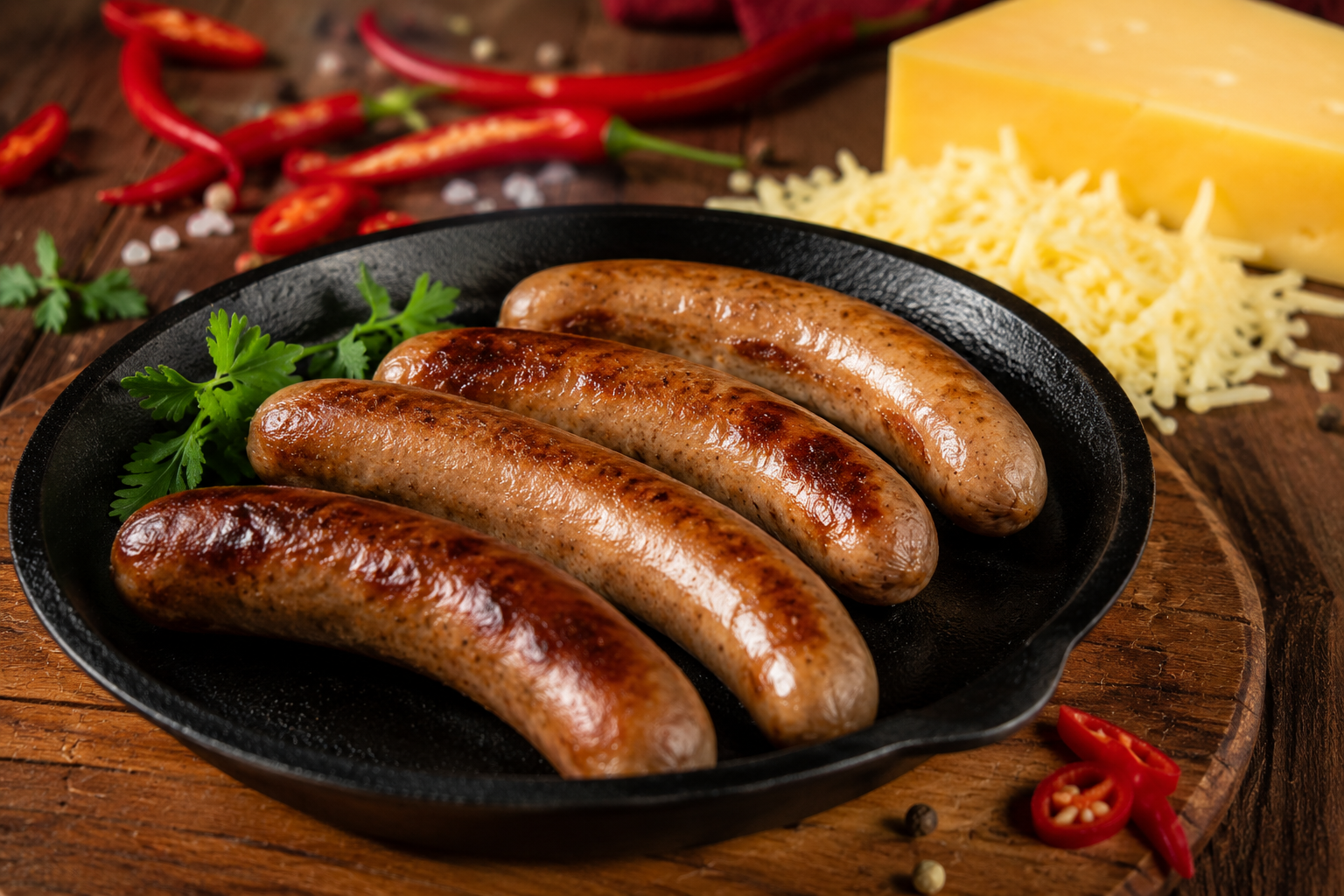 Bratwurst Chilli Cheese vom Angusrind (gefroren)