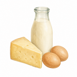 Milch, Käse, Eier